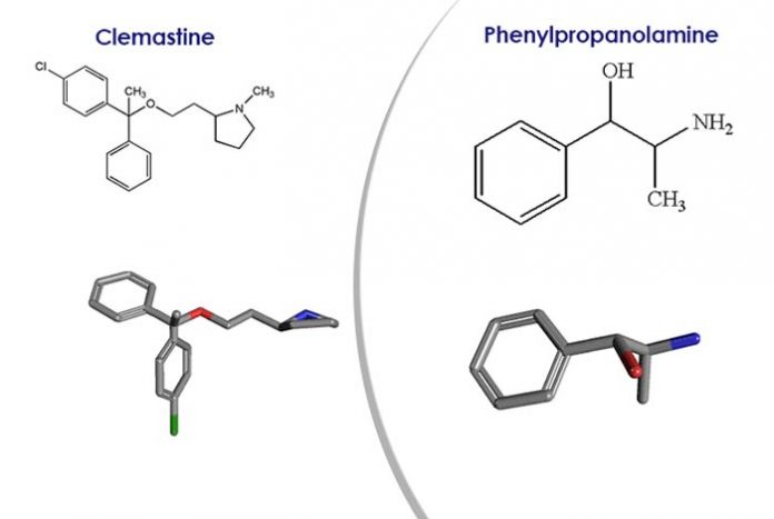 clemastine, phenylpropanolamine