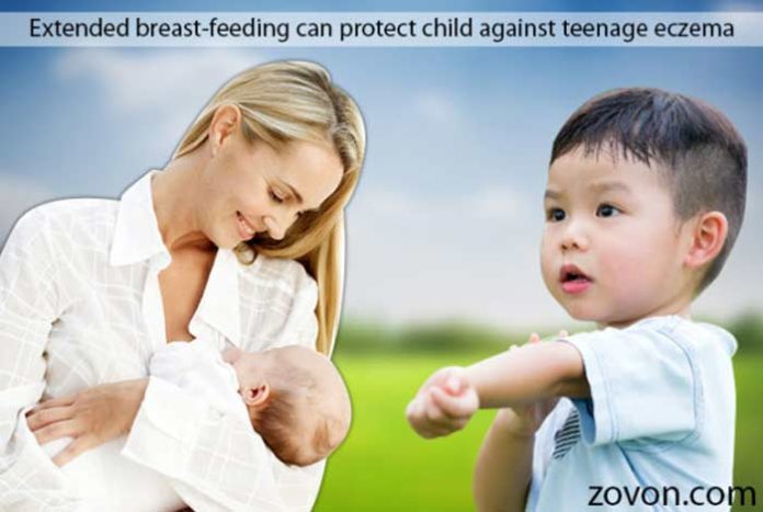 extended breast feeding can protect child against teenage eczema